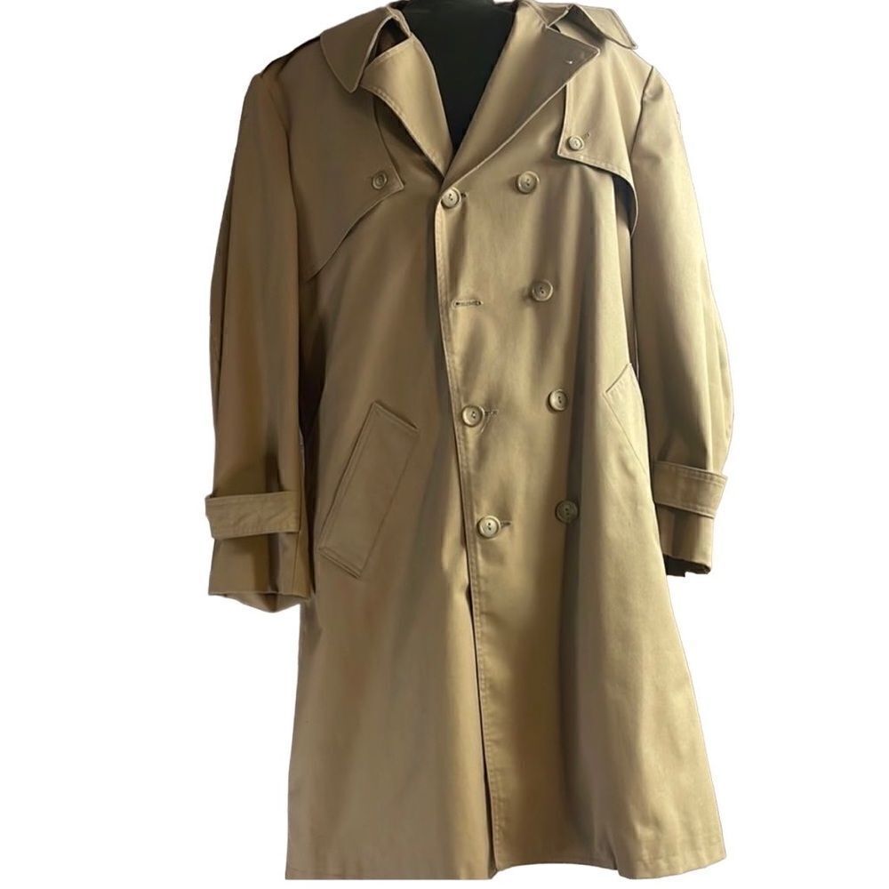 Academy Clothes Mens Peacot Trench Coat , Removable Faux Fur Lining , 44, Tan